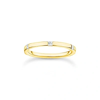 Imagen de THOMAS SABO Anillo de mujer con piedras blancas oro Plata ley 925, amarillo 750, chapado en TR2396 414 14, 48, ley, Zirconia cúbica