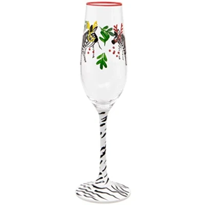 Imagen de Maturi Copa de champán cebras pintada a mano, 220 ml, en caja regalo
