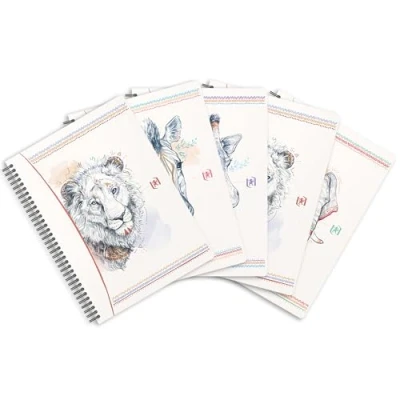 Imagen de Oxford Boho Chic Cuaderno con espiral (B5, a rayas, 5 unidades, 120 páginas, 90 g, tapa dura, diseño aleatorio)