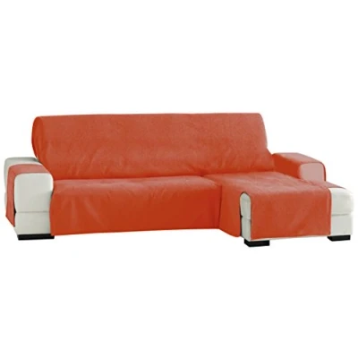 Imagen de Eysa Fundas de Sofa Prácticas, Chaise Longue 240 cm, Derecha Vista Frontal, Tela, Naranja, Tres Plazas