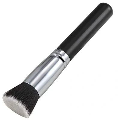 Imagen de TRIXES Brocha Base Maquillaje Pincel Facial Perfecto Para La Aplicación de Bases Fluidas y Liquido Tradicionales Negro Asa 5 Pulgadas