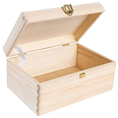 Imagen de Creative DECO Grande Caja Madera Decorativa Almacenaje con Tapa y Cierre 30 x 20 14 cm (+/ 1cm) Cofre Decoración Decoupage Navidad Objetos de Valor, Juguetes, Documentos EN Bruto SIN LIJAR