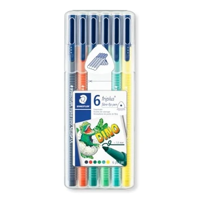 Imagen de STAEDTLER Triplus Rotuladores de fibra (6 unidades), diseño dinosaurios