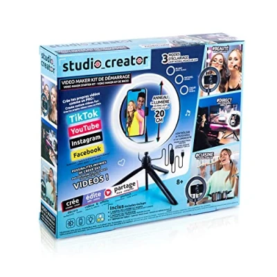 Imagen de Canal Toys Studio Creator Kit de Inicio creación vídeos Profesionales Anillo Luz LED 3 Modos con trípode Canal, INF 019, Blanco