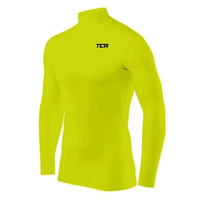Imagen de TCA Camiseta Interior Manga Larga HyperFusion de Compresión para Hombres Verde Brillante Cuello Alto, L