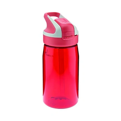Imagen de LAKEN Botella Reutilizable de Tritan con Tapa Automática Summit, Cierre Seguridad y Pajita, 0.45L Rojo