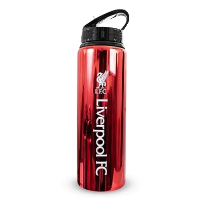 Imagen de Hy Pro Botella de aluminio UV con licencia oficial del Liverpool F.C 750 ml, pajita plegable integrada, acabado neocromático, a prueba fugas, ligera, sin BPA