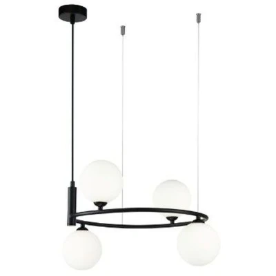 Imagen de Maytoni lámpara colgante Ring, negro/blanco 4 luces cristal 44 x 39 cm