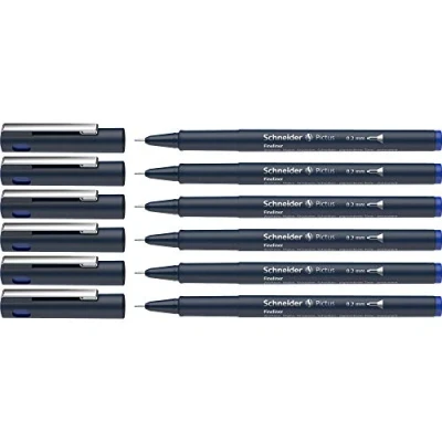 Imagen de Schneider Pictus Rotuladores de punta fina (grosor trazo 0,2 mm, revestimiento pigmento indeleble, revestida metal, carcasa 85% plástico reciclado), color azul