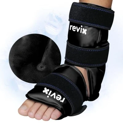 Imagen de REVIX envoltura de hielo para tobillo aliviar el dolor y las lesiones en los pies, paquetes frío gel reutilizables tendinitis Aquiles, fascitis plantar
