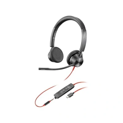Imagen de Auricular Poly Blackwire 3325 con cable Brazo de micrófono flexible Estéreo alta fidelidad Uso PC/Mac/dispositivos móviles Certificado para Microsoft Teams