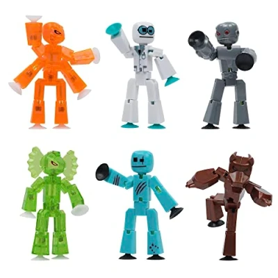 Imagen de Zing Stikbot Monster Werewolf &amp; Cyborg Pack, juego de 6 figuras acción monstruos coleccionables Stikbot, animación Stop Motion, ideal para niños a partir 4 años