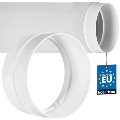 Imagen de KOTARBAU® Empalme para tubo de 125 mm redondo, Conector tubos, Pieza unión, Conducto redondo Blanco, Elemento conexión, Sistema ventilación, plástico tuberías