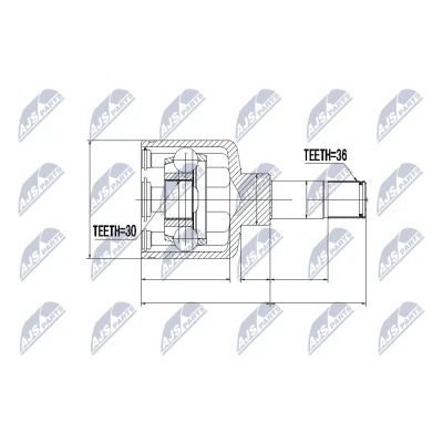 Imagen de NTY NPW FR 044 Junta Homocinética Caja de cambios manual Eje delantero, izquierda FORD: Transit V363 Furgón, Bus, Mk6 Furgón