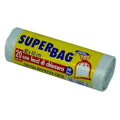 Imagen de FRIO 20 Bolsas transparentes, 30 litros por cubo de basura, recogida selectiva, plástico PE reciclado con bridas. basura duraderas 50x60 cm