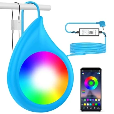 Imagen de LyLmLe Luces Piscina Sumergible LED para sobre Tierra, 10W Regulable Multicolor RGB Focos Control de App, Compatible con Intex Bestway Frame,IP68 Impermeable, Cable 8m,12V