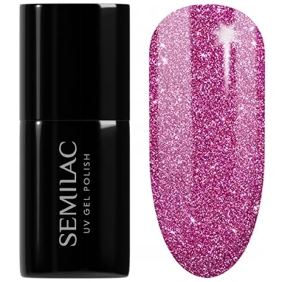 Imagen de SEMILAC Esmalte de uñas gel UV 462 Pink Bubbles larga duración y fácil aplicar, remojar o LED, perfecto para usar en casa manicura pedicura profesional, 7 ml