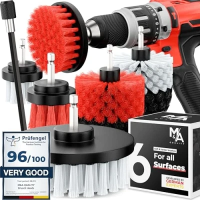 Imagen de Cepillo Taladro Limpieza Coche Inalámbrico [Cerdas Blandas Y Duras]. Limpia Rápidamente El Automóvil, La Tapicería, Las Llantas, Cuarto De Baño Drill Brush Set