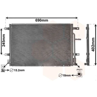 Imagen de VAN WEZEL 03005238 Condensador sin secador 18 15,2 Aluminio 565 AUDI: A4 B7 Berlina, Avant, B6/B7 Cabrio, SEAT: Exeo Berlina norauto, oscaro,