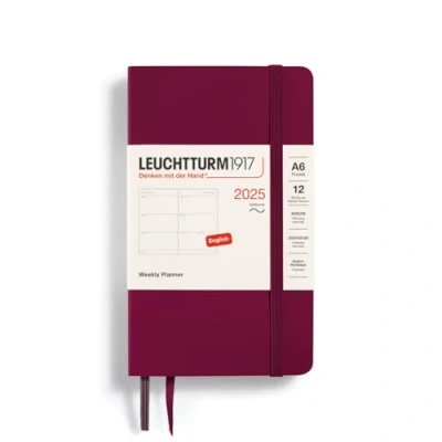 Imagen de LEUCHTTURM1917 370682 Agenda semanal de bolsillo (A6) 2025, tapa blanda, color rojo