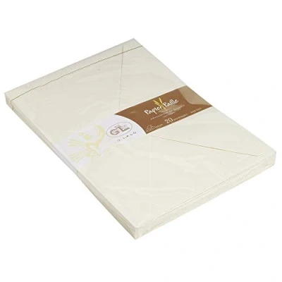Imagen de G.Lalo Lalo 20616L Un paquet de 20 enveloppes gommées 16,2x22,9 cm 120g, papier Paille, Crème