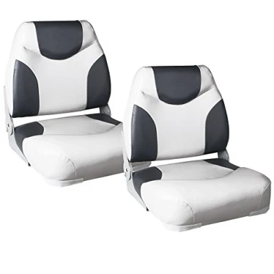 Imagen de 2x asientos de barco &#039;Exclusive Line&#039; (gris blanco) set ahorro piel sintética resistente al agua/silla barco/tapizada/silla pescar/resistente a rayos UVA