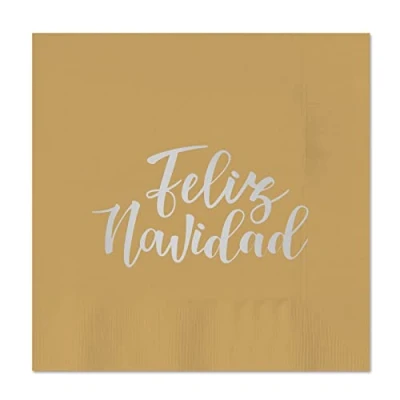 Imagen de 40 Servilletas Papel Navidad. Navidad con motivo Navideños. Perfectas para Celebraciones y Eventos. Ideales la mesa festiva. (Feliz Plata, 25 x cm)