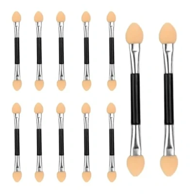 Imagen de Pinceles de Sombra Ojos Esponja, 12 Pcs Aplicador Esponja Doble Cara, Compone el Cepillo, Cepillo Cejas, para Maquillaje