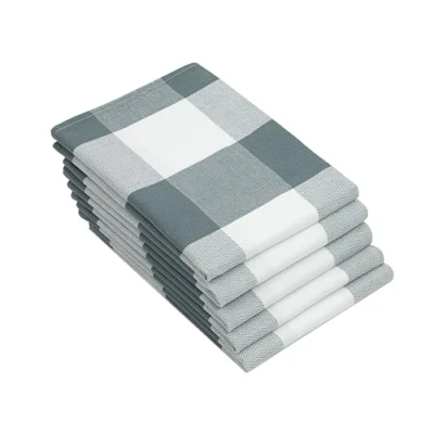 Imagen de ZOLLNER 5 paños de Cocina algodón, 50x70 cm, a Cuadros, Blanco y Gris Oscuro