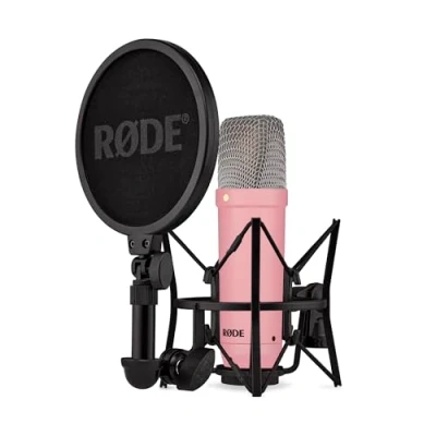 Imagen de RØDE NT1 Serie Signature, Micrófono de Condensador Gran diafragma con Soporte antivibración, Filtro Anti Pop y Cable XLR para producción Musical, grabación Vocal, transmisión podcasting (Rosa)