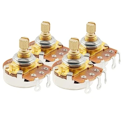 Imagen de Musiclily Pro Eje de Latón Corto Métrico A250K Potenciómetros Audio Split Shaft Poti para Guitarra Eléctrica Bajo (Set 4)