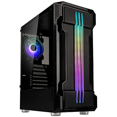 Imagen de Caja de Torre Media ATX Inspire K10 RGB con Panel acristalado, Color Negro
