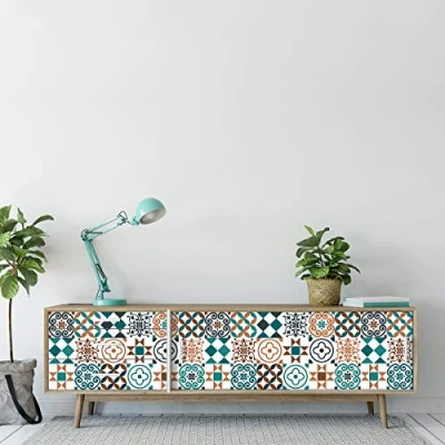 Imagen de Ambiance Sticker col tiles mob RJ A899_20x20cm Pegatina de Pared, Vinilo, Modelo 2, H120 x L200 cm, 2 Unidades