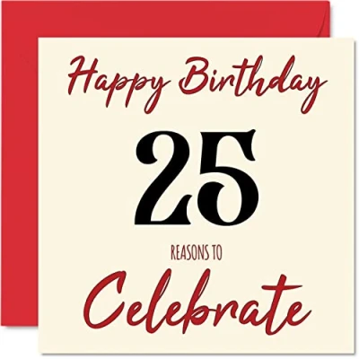 Imagen de Stuff4 Divertidas tarjetas de cumpleaños número 25 para hombres y mujeres Reasons To Tarjeta feliz hijo, hija, hermano, hermana, tío, tía, sobrina, sobrino, primo,