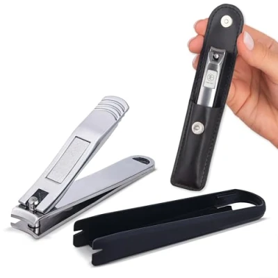 Imagen de Cortauñas FABCARE con atrapador de uñas y lima integrada incluye funda manual electrónico extra afilado &amp; duradero para manicura pedicura