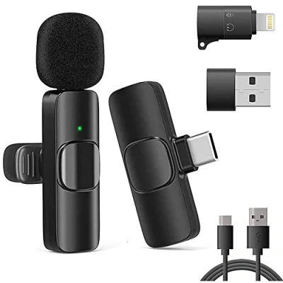 Imagen de VOVIGGOL Micrófono Inalámbrico Solapa para iPhone iPad Android Ordenador, Mini Microfono Inalambrico Movil, Portátil Grabación de Video, Youtube, TikTok, Vlog, Facebook