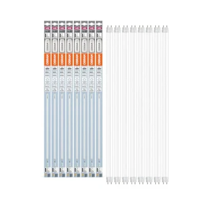 Imagen de OSRAM LED TUBE T8 18 EM 600 mm, tubo lineal, 6,6W, 800lm, 4000K, luz blanca fría, de repuesto para tubos fluorescentes con casquillo G13, larga vida, optimo consumo energía