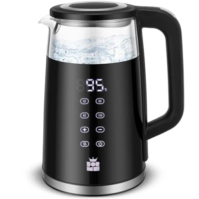 Imagen de ForMe Hervidor Eléctrico de Vidrio Agua 1,7 L Selección Temperatura 40 100 C LED Indicador Digital I Función Mantener Caliente Tetera Cristal Hervidora Libre BPA