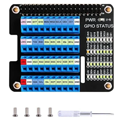 Imagen de GeeekPi Raspberry Pi 4 GPIO Módulo de bloqueo terminales tornillo, Junta expansión Breakout para 4B/3B+/3B/2B/B+/Pi Zero/Pi Zero W