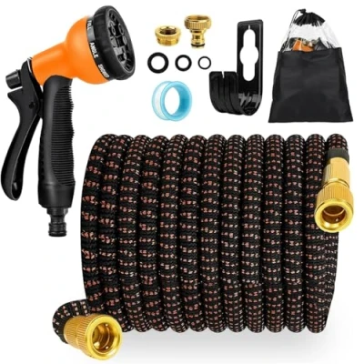 Imagen de FASCINATDECO Manguera Jardin Extensible 30 Metros, Flexible Con 8 Funciones Pistola, Boquilla Retractil 3/4&quot; 1/2&quot; Conector, Garden Hose Riego Conectores Accesorios