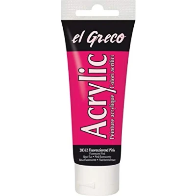 Imagen de KREUL 28362 El Greco Acrílico, tubo de 75 ml en rosa fluorescente, pintura acrílica brillante alta pigmentación calidad estudio, pintable como mantequilla, para empaste