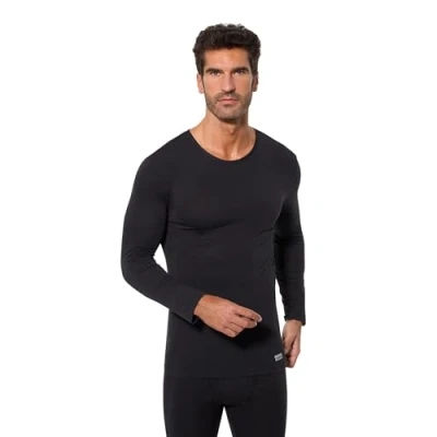 Imagen de ABANDERADO TERMAL, Camiseta Termaltech De Manga Larga Y Cuello Redondo para Hombre, Negro, 48/M