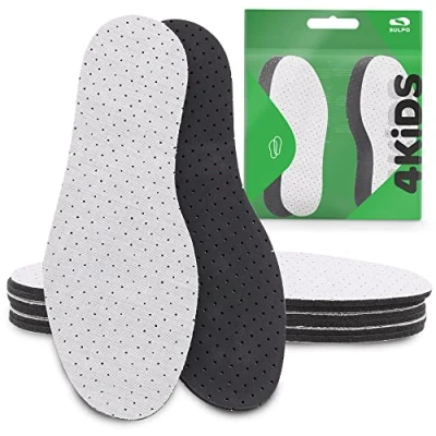 Imagen de SULPO 4 Pares Plantillas Para Niños de Carbón Activado Antisudor Suela Espuma Látex y Algodón Suelas con Activo Elimina Olores Contra El Sudor