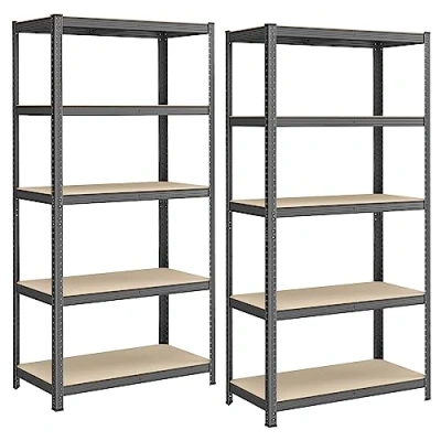 Imagen de SONGMICS Estantería Pesada de 5 Niveles, Acero, Montaje sin Herramientas, para Instrumentos, Garaje, Almacén, Trastero, Carga 600 kg, 50 x 100 200 cm, Gris GLR050G01