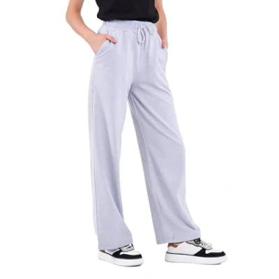 Imagen de COMEOR pantalones de chándal para mujer, largos algodón, sueltos con cintura elástica y pierna recta, gris claro, XXL