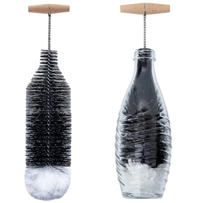 Imagen de Grunda Cepillo para Botellas de 35 cm, Compatible con Botella Cristal Sodastream, Limpiador sin arañazos, Elimina la Suciedad persistente