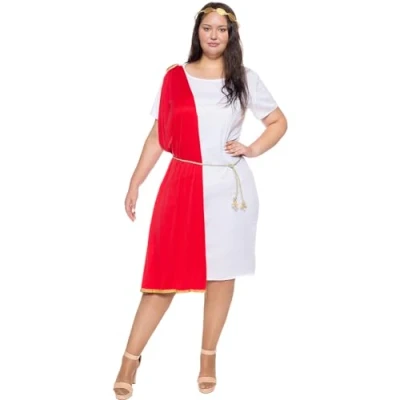 Imagen de Funidelia Disfraz de romana para mujer Gladiador, Centurión, Culturas &amp; Tradiciones adultos y divertidos accesorios Fiestas, Carnaval Halloween Talla XXL Granate