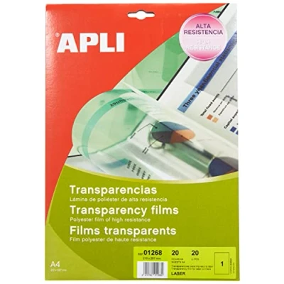 Imagen de APLI 1268 Transparencias sin banda para láser 20 hojas