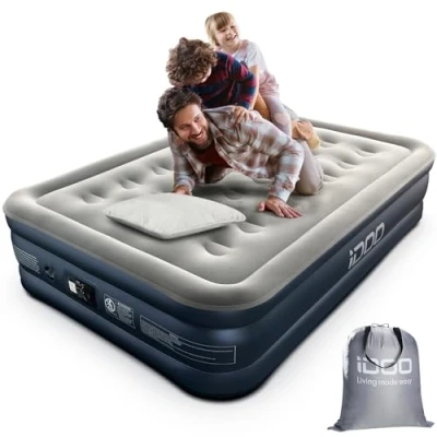 Imagen de iDOO Colchón Hinchable, Cama Hinchable con Bomba de inflado incorporada.Rápido y desinflado en Tan Solo 3 Minutos,para el hogar, 137x193x46cm, Peso máximo:295kg, Matrimonial