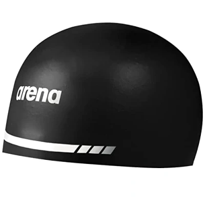 Imagen de Arena 3D Soft USA Gorro de natación Unisex Silicona para Adultos Hombres y Mujeres, práctica Piscina Kit Carreras, Negro, L